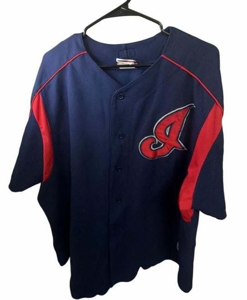 Majestic Athletic Cleveland Indians Baseball Jersey Size 2X Navy Blue